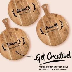 Yellow Octopus Personalised For Dad Personalised Round Paddle Serving Board - Award Design