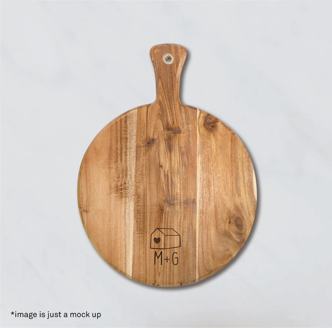 Yellow Octopus Personalised Foodie Personalised Round Paddle Serving Board - Home & Intials 2 Yellow Octopus Personalised Foodie Personalised Round Paddle Serving Board - Home & Intials