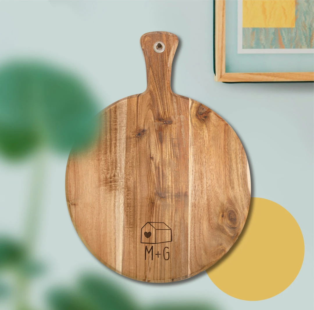 Yellow Octopus Personalised Foodie Personalised Round Paddle Serving Board - Home & Intials 1 Yellow Octopus Personalised Foodie Personalised Round Paddle Serving Board - Home & Intials