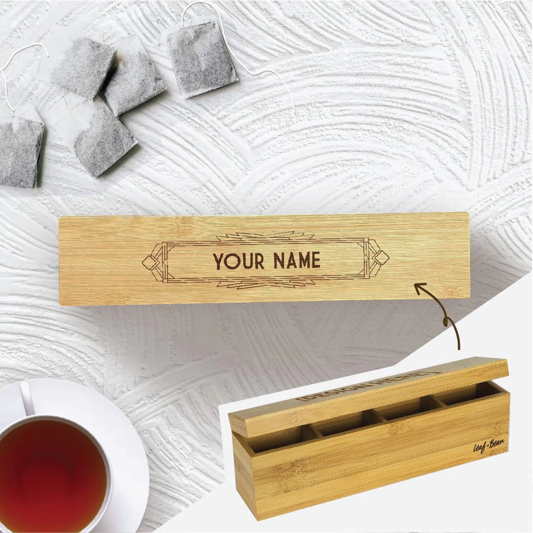 Yellow Octopus Personalised Personalised Bamboo Tea Box - Art Deco Design Gifts For Grandmas 1 Yellow Octopus Personalised Personalised Bamboo Tea Box - Art Deco Design Gifts For Grandmas