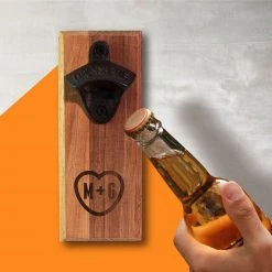 Yellow Octopus Personalised Personalised Gifts For Her Personalised Wall Mount Bottle Opener - Heart Design