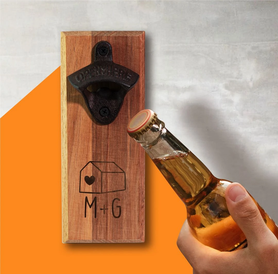 Yellow Octopus Personalised Personalised Wall Mount Bottle Opener - Home & Intials 1 Yellow Octopus Personalised Personalised Wall Mount Bottle Opener - Home & Intials