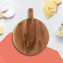 Yellow Octopus Personalised Gifts For Grandmas Personalised Round Paddle Serving Board - Flower Bunch