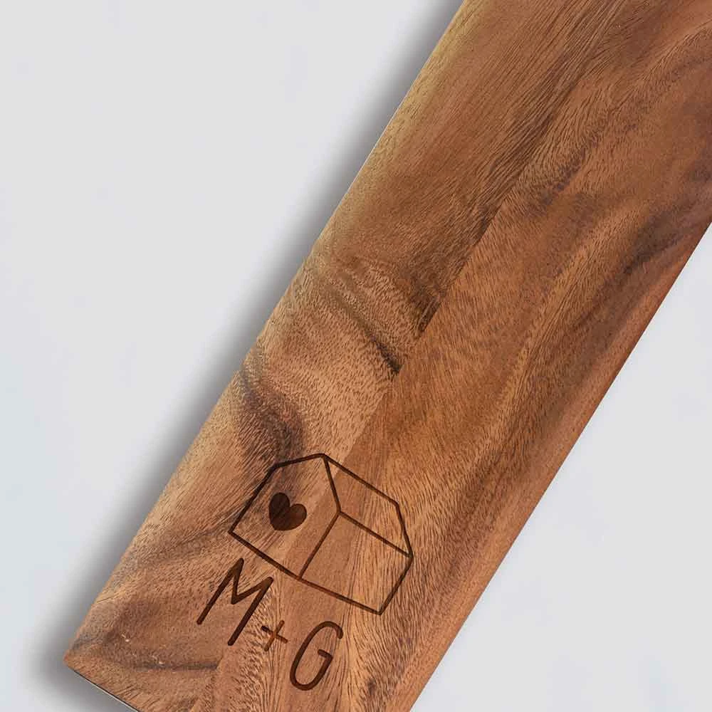 Yellow Octopus Personalised Foodie Personalised Baguette Paddle Serving Board - Home & Initials 3 Yellow Octopus Personalised Foodie Personalised Baguette Paddle Serving Board - Home & Initials