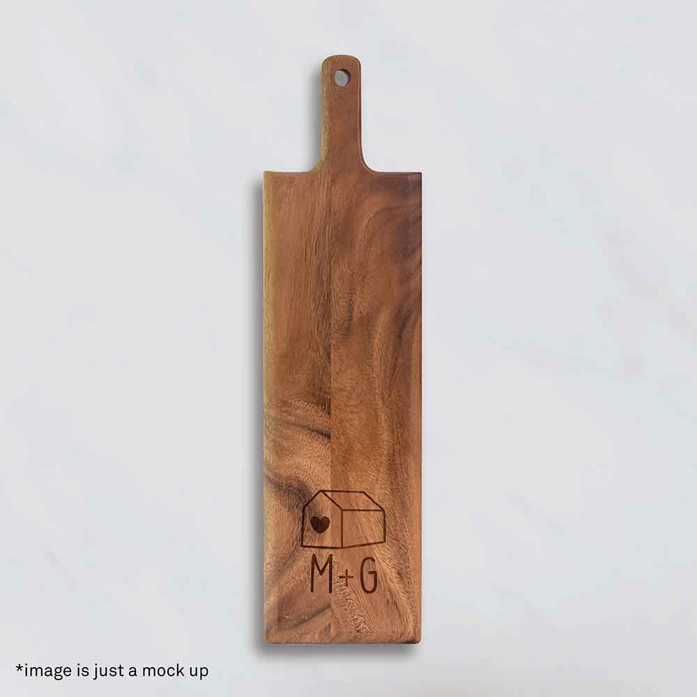 Yellow Octopus Personalised Foodie Personalised Baguette Paddle Serving Board - Home & Initials 2 Yellow Octopus Personalised Foodie Personalised Baguette Paddle Serving Board - Home & Initials