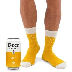 IsAlbi Mens Lager Beer Socks-in-a-Can Beer Gifts