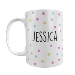 Yellow Octopus Personalised Mug - Polka Dot Design With Name New