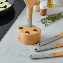 IsAlbi Foodie Beechwood Utensils With Stand | Set Of 4