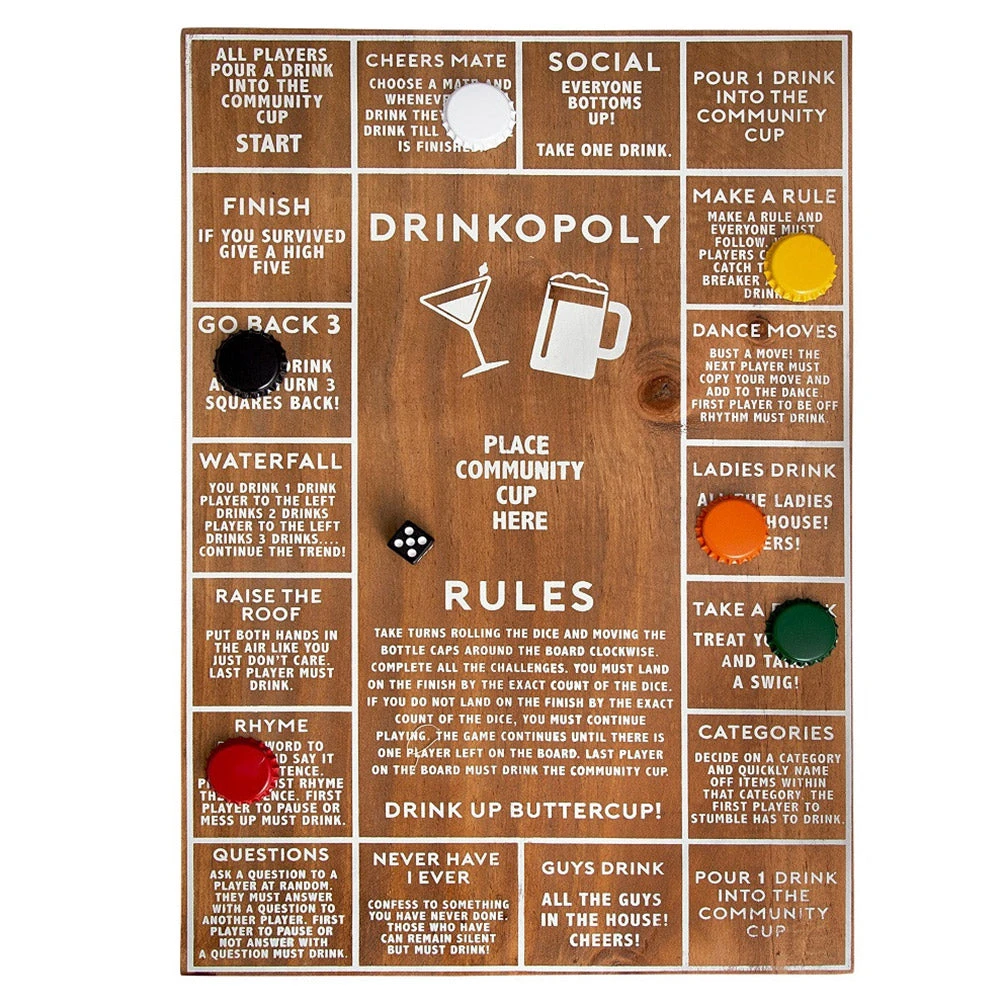 Outliving Drinkopoly Game With Classic Wooden Board 3 Outliving Drinkopoly Game With Classic Wooden Board