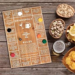 Outliving Drinkopoly Game With Classic Wooden Board