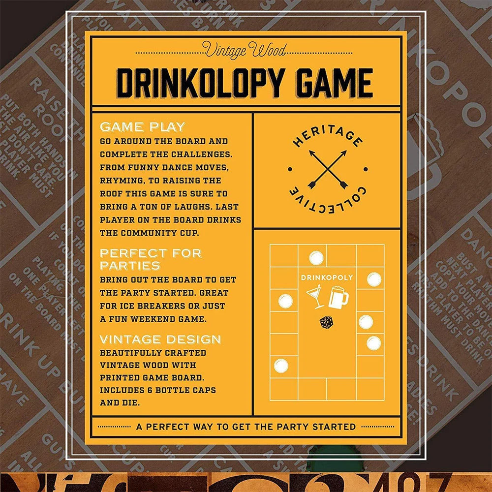 Outliving Drinkopoly Game With Classic Wooden Board 2 Outliving Drinkopoly Game With Classic Wooden Board