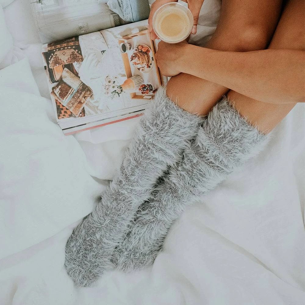 Annabel Trends Fuzzy Bed Socks | Grey 1 Annabel Trends Fuzzy Bed Socks | Grey