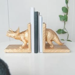 Office Gifts Gold Triceratops Bookends | White Moose