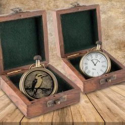 Vintage Nautical Vintage Kookaburra Brass Pocket Watch Man Cave Gifts