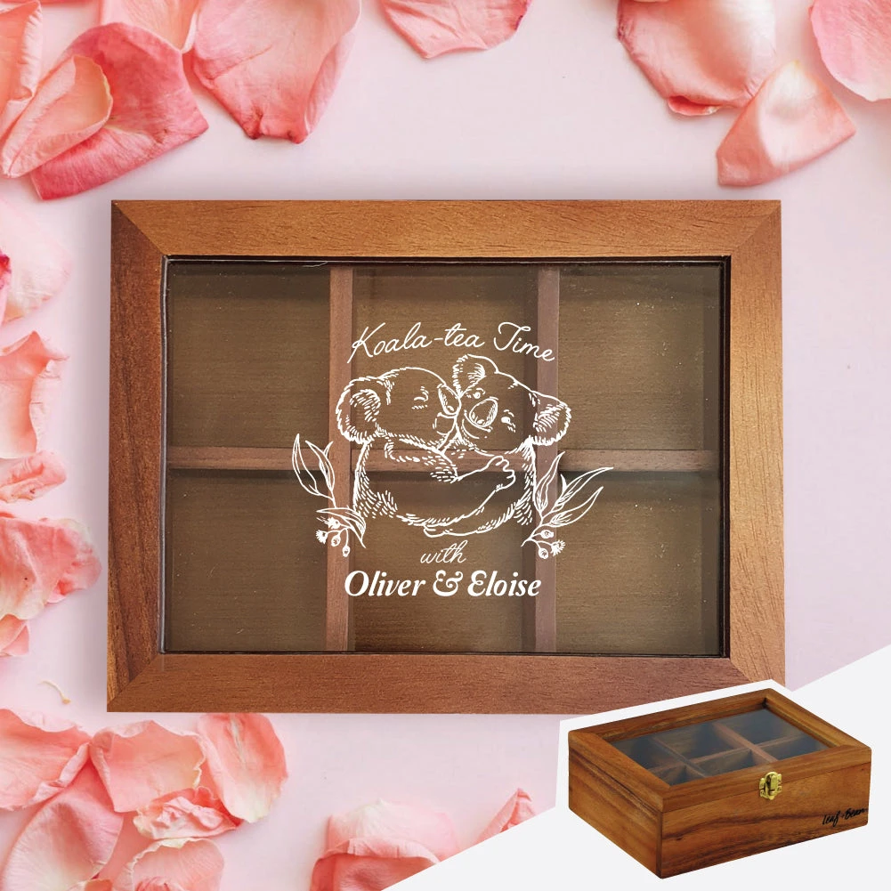 Yellow Octopus Personalised Personalised Acacia Tea Box With Window - Koala-tea Time Personalised Gifts For Her 1 Yellow Octopus Personalised Personalised Acacia Tea Box With Window - Koala-tea Time Personalised Gifts For Her