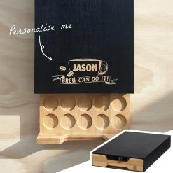 Yellow Octopus Personalised Personalised Bamboo Coffee Machine Board With Capsule Drawer - Brew Can Do It New