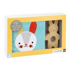 IsAlbi Baby Organic Cotton Soft Book & Natural Wood Teether Set Science STEM Toys