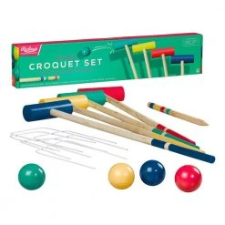 IsAlbi Sports And Outdoors Colourful 4-Player Wooden Croquet Set With Carry Bag