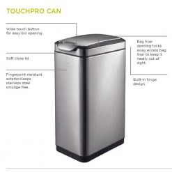 IsAlbi New Stainless Steel 30-Litre Touchpro Rubbish Bin