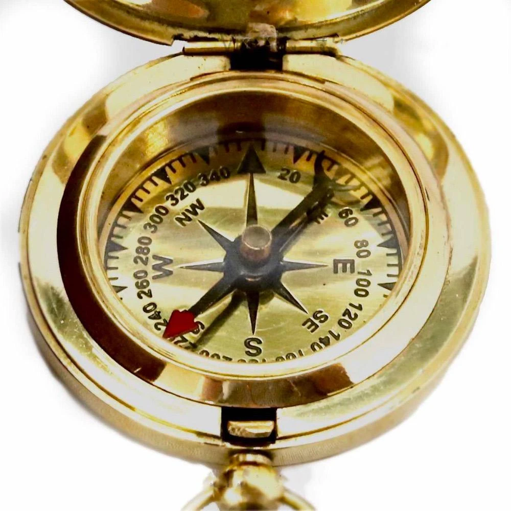 Vintage Nautical Nautical Brass Sundial Compass With Push Button | 2 Styles 3 Vintage Nautical Nautical Brass Sundial Compass With Push Button | 2 Styles