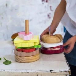 Make Me Iconic Foodie Stackable Wooden Aussie Burger With The Lot Toy