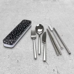 Steady Sticks Retro Kitchen Stainless Steel Cutlery Set With Tin Gadgets For Him