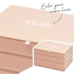 Yellow Octopus Personalised Personalised Blush Stackable Jewellery Box Set Gifts For Sisters