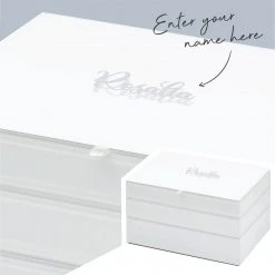 Yellow Octopus Personalised Personalised White Stackable Jewellery Box Set