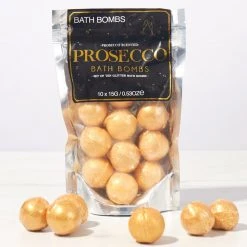 William Valentine Prosecco Scented Gold Glitter Bath Bombs