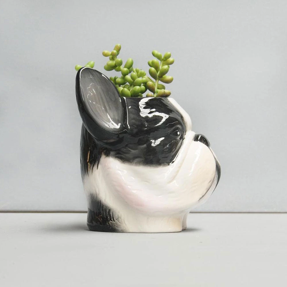 Ceramic Frenchie Planter Pot | White Moose 4 Ceramic Frenchie Planter Pot | White Moose