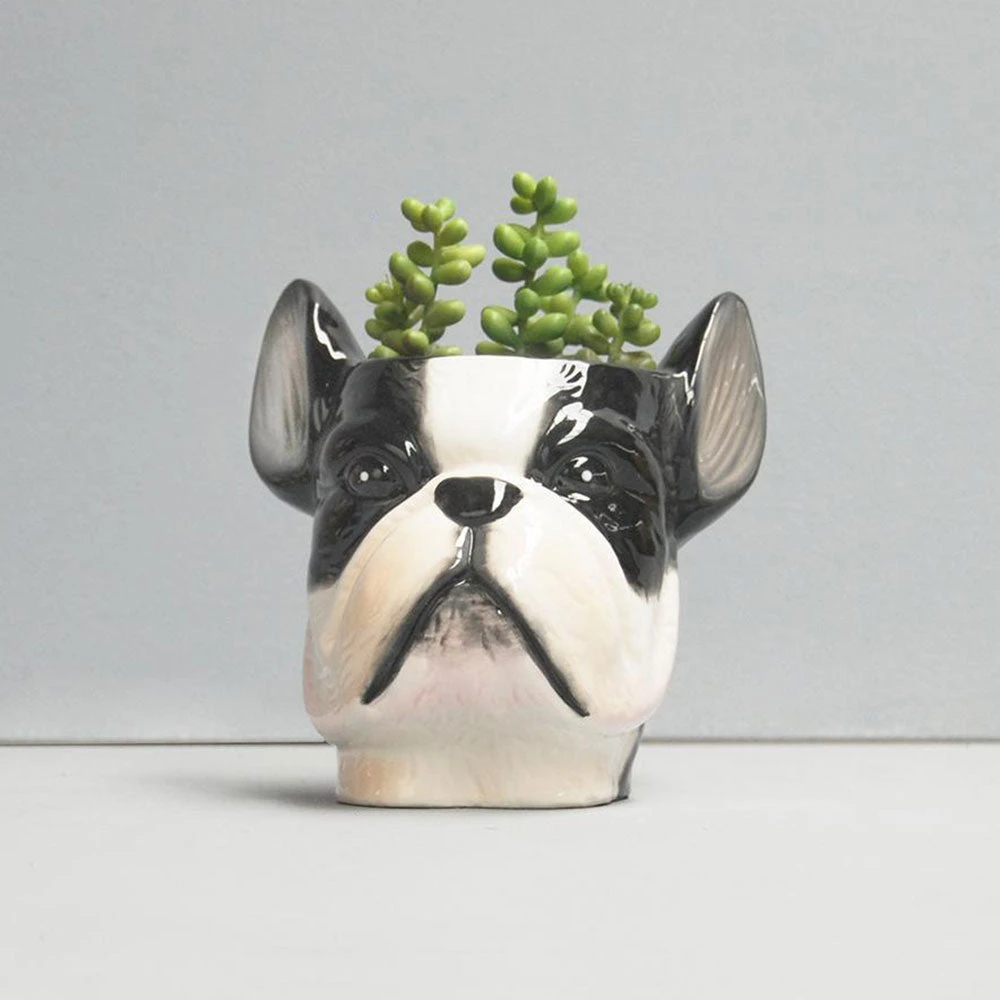 Ceramic Frenchie Planter Pot | White Moose 1 Ceramic Frenchie Planter Pot | White Moose