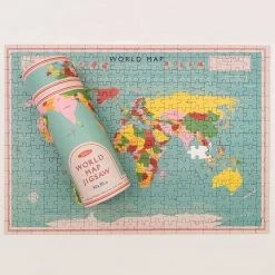 Outliving Retro World Map 300pc Puzzle In A Tube For Dad
