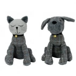 Annabel Trends Gifts For Sisters Houndstooth Sitting Dog & Cat Doorstops