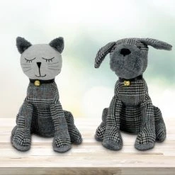 Annabel Trends Gifts For Sisters Houndstooth Sitting Dog & Cat Doorstops