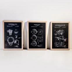 Yellow Octopus Exclusives - Prints Basketball Patent Prints Wall Art | Set Of 3