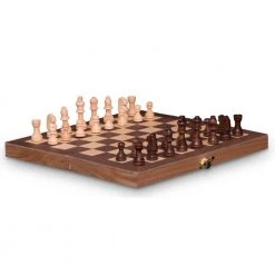 Heebiejeebies Office Gifts French Cut Wood Chess Set With Folding Board Case