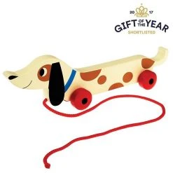 Outliving Retro Wooden Sausage Dog Pull Toy Gifts For Babies