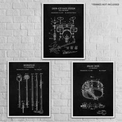 Yellow Octopus Exclusives - Prints Man Cave Gifts Drums Patent Prints Wall Art | Set Of 3