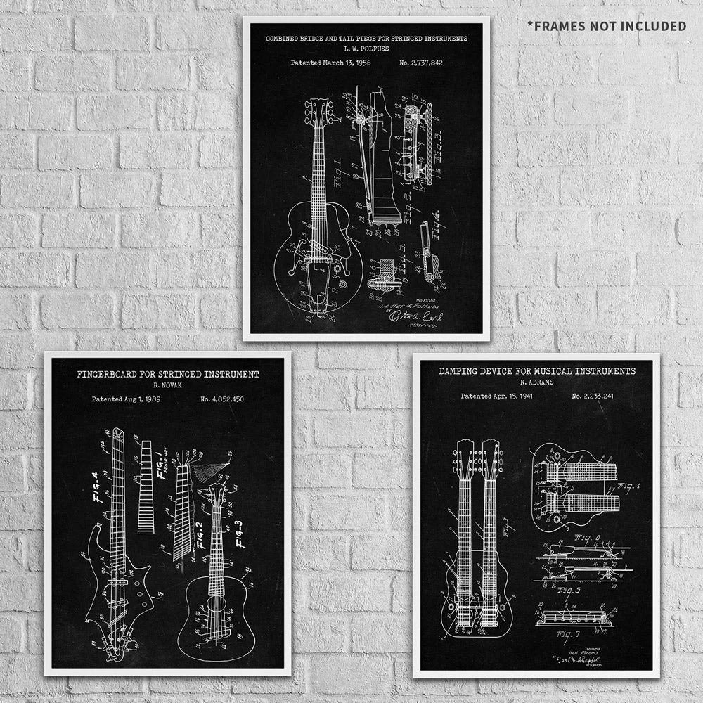 Yellow Octopus Exclusives - Prints Man Cave Gifts Guitar Patent Prints Wall Art | Set Of 3 1 Yellow Octopus Exclusives - Prints Man Cave Gifts Guitar Patent Prints Wall Art | Set Of 3