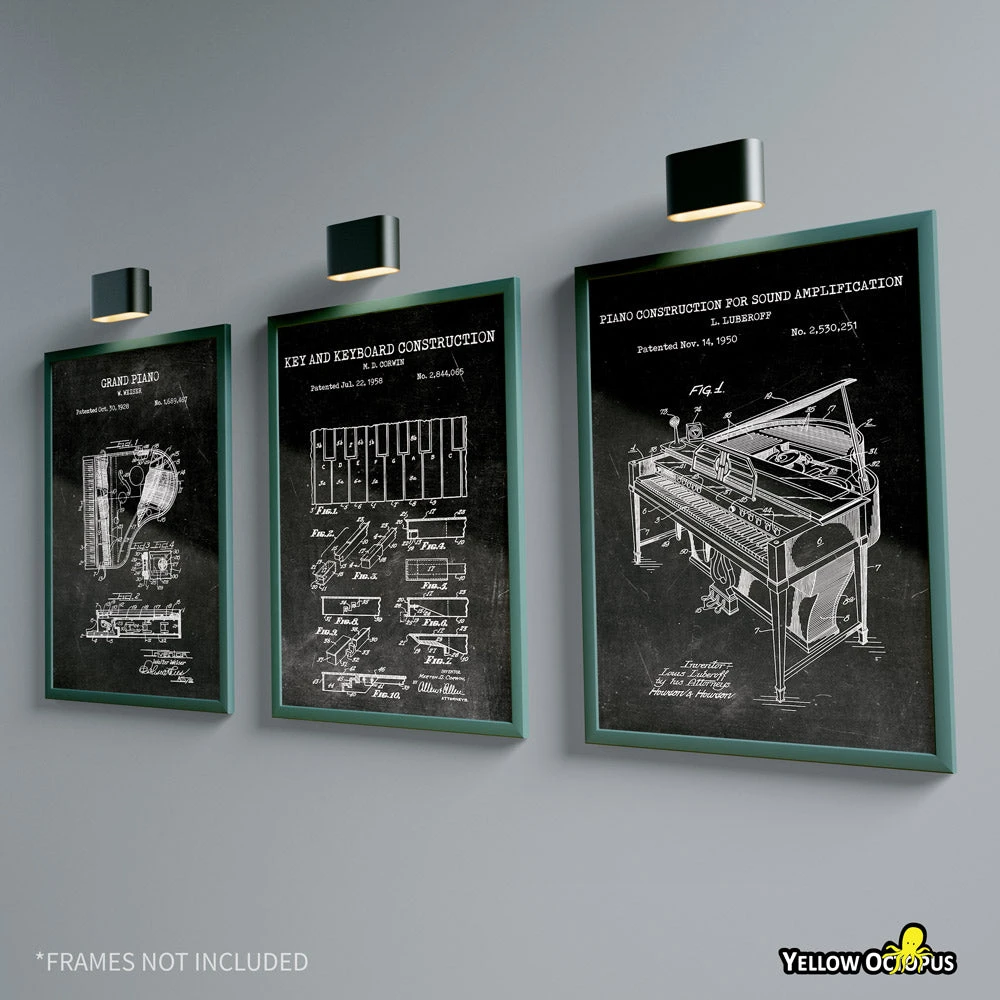 Yellow Octopus Exclusives - Prints For Dad Piano Patent Prints Wall Art | Set Of 3 5 Yellow Octopus Exclusives - Prints For Dad Piano Patent Prints Wall Art | Set Of 3