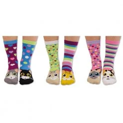 Outliving Cat Walk Purrfect Ladies 6 Odd Socks Gift Set