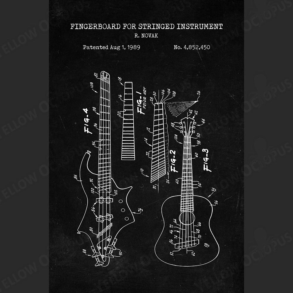 Yellow Octopus Exclusives - Prints Man Cave Gifts Guitar Patent Prints Wall Art | Set Of 3 5 Yellow Octopus Exclusives - Prints Man Cave Gifts Guitar Patent Prints Wall Art | Set Of 3