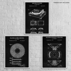 Yellow Octopus Exclusives - Prints Man Cave Gifts Turntable Patent Prints Wall Art | Set Of 3
