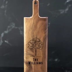 Yellow Octopus Personalised Personalised Baguette Paddle Serving Board - Tree Design Foodie