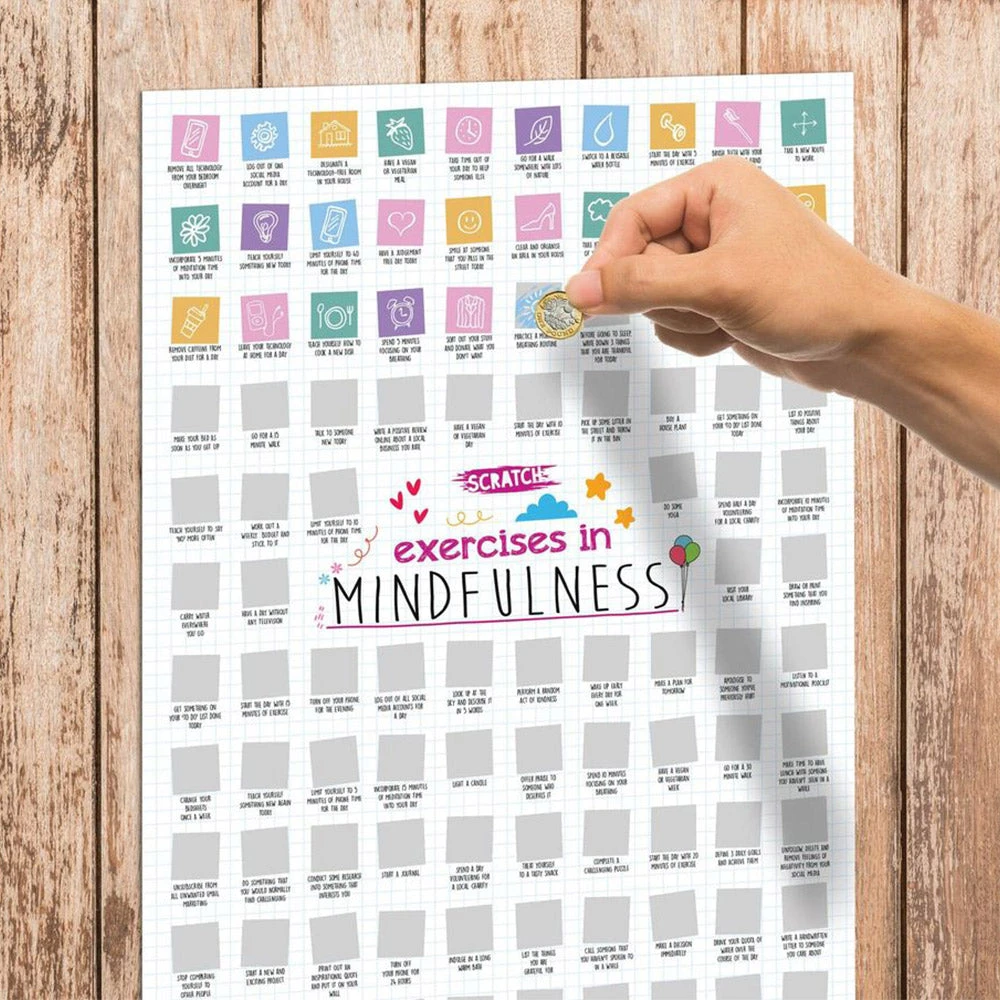 IsAlbi Gifts For Sisters 100 Exercises In Mindfulness Scratch Poster 1 IsAlbi Gifts For Sisters 100 Exercises In Mindfulness Scratch Poster
