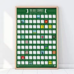 William Valentine 100 Golf Courses Bucket List Scratch Poster For Dad