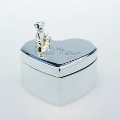 Landmark Concepts Silver Plated Heart First Curl Box Baby Shower Gifts