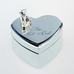 Landmark Concepts Silver Plated Heart First Curl Box Baby Shower Gifts