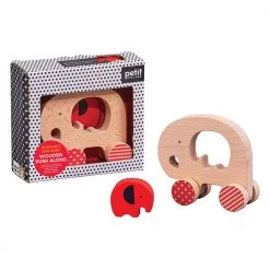 IsAlbi Baby Shower Gifts Elephant & Baby Wooden Push Along Toy