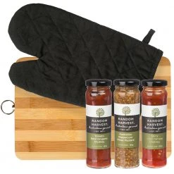 Random Harvest BBQ Bread Board & Sauces Gift Set